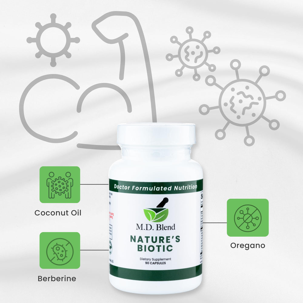 MD Blend Nature’s Biotic berberine pour demonstrates convenient daily dosing.