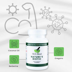 MD Blend Nature’s Biotic berberine pour demonstrates convenient daily dosing.