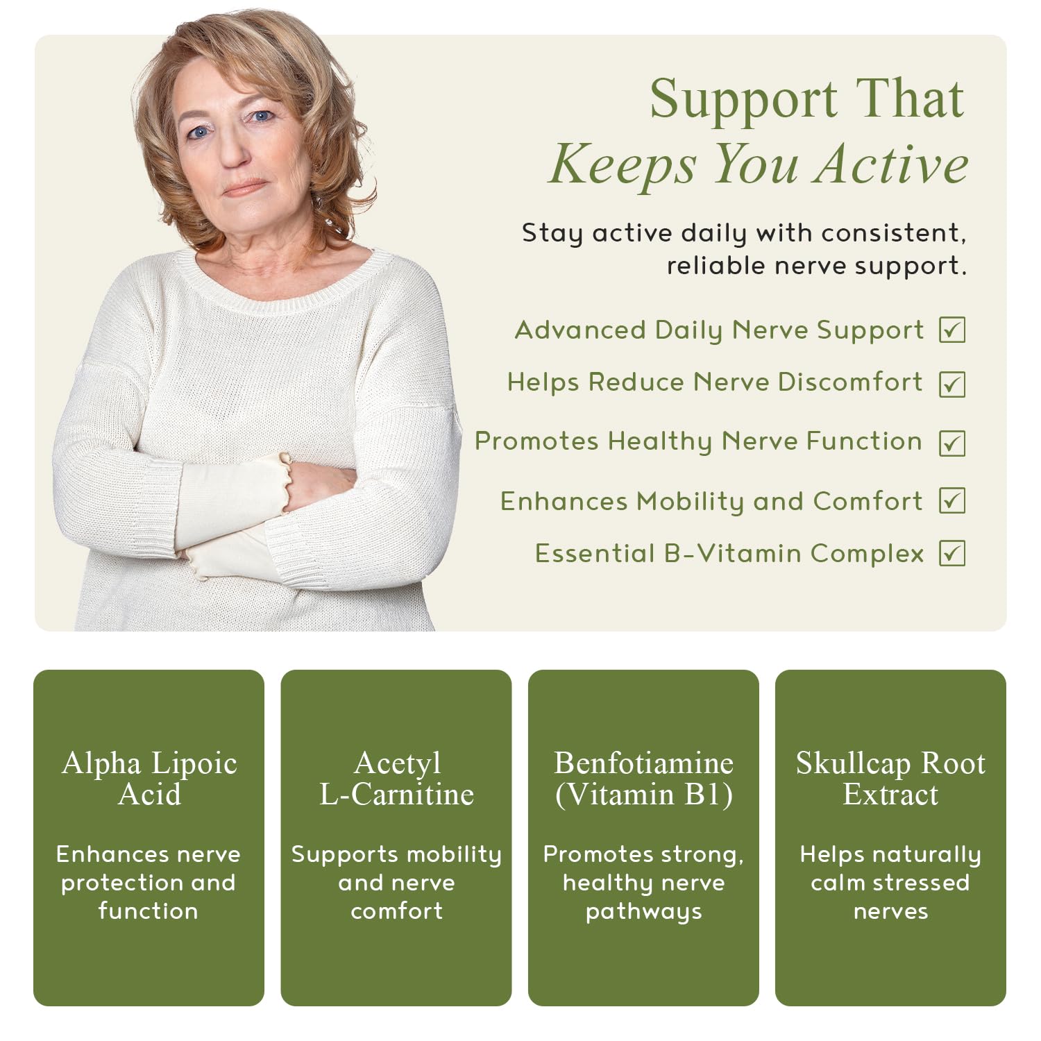 MD Blend Neuropathy label close-up emphasizes key ingredients for nerve health.