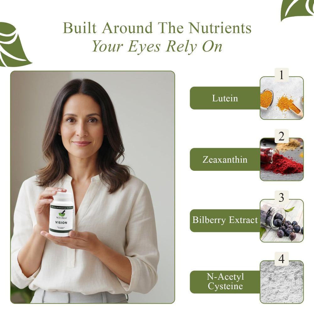 Bilberry and astaxanthin components represent antioxidant eye defense.