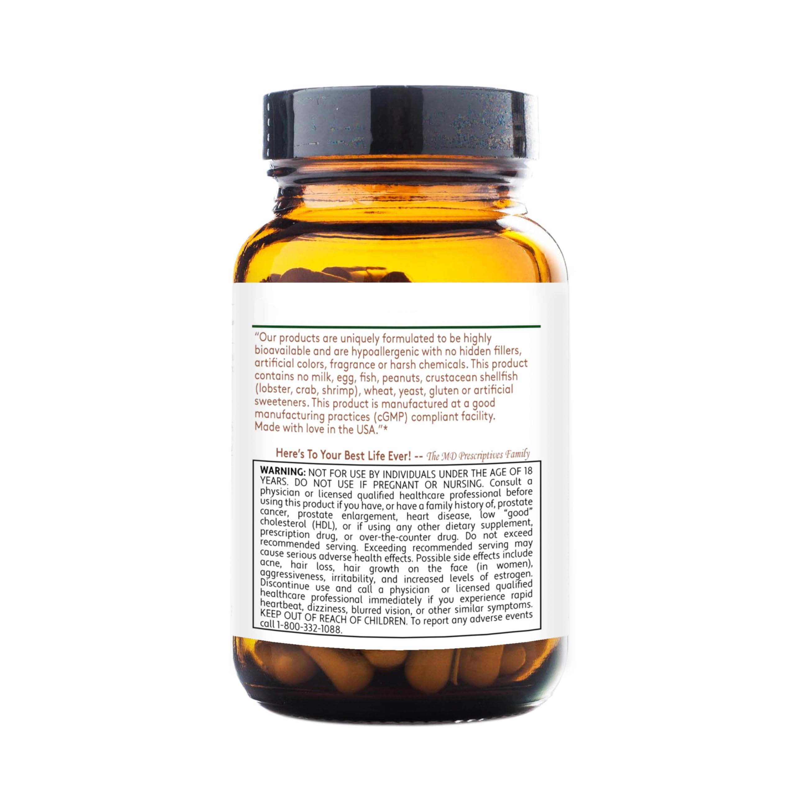 MD Prescriptives DHEA product image focusing on allergen-free formulation and safety.