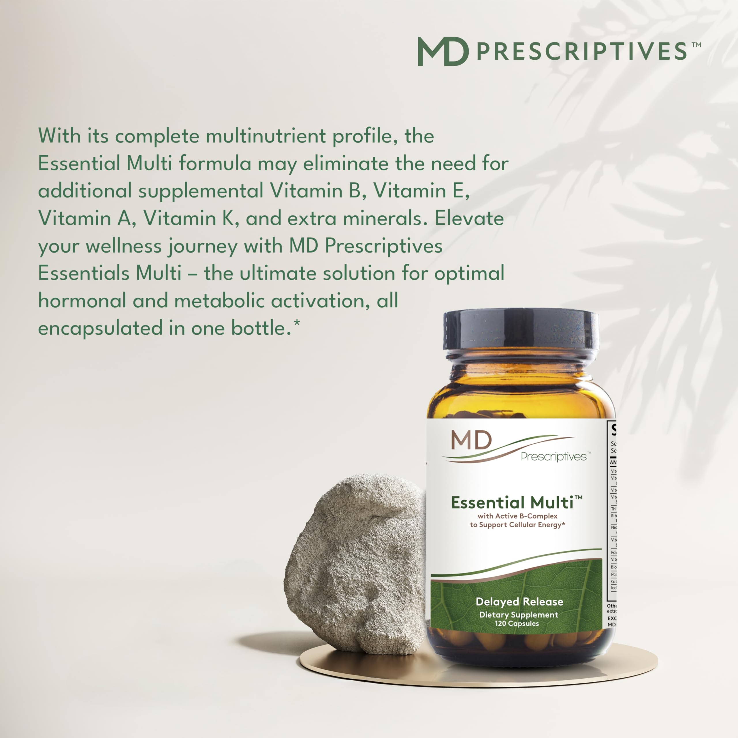 MD Prescriptives Essential Multi ingredients list with vitamins and minerals.