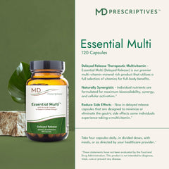 MD Prescriptives Essential Multi nutrition label highlights hypoallergenic formula.