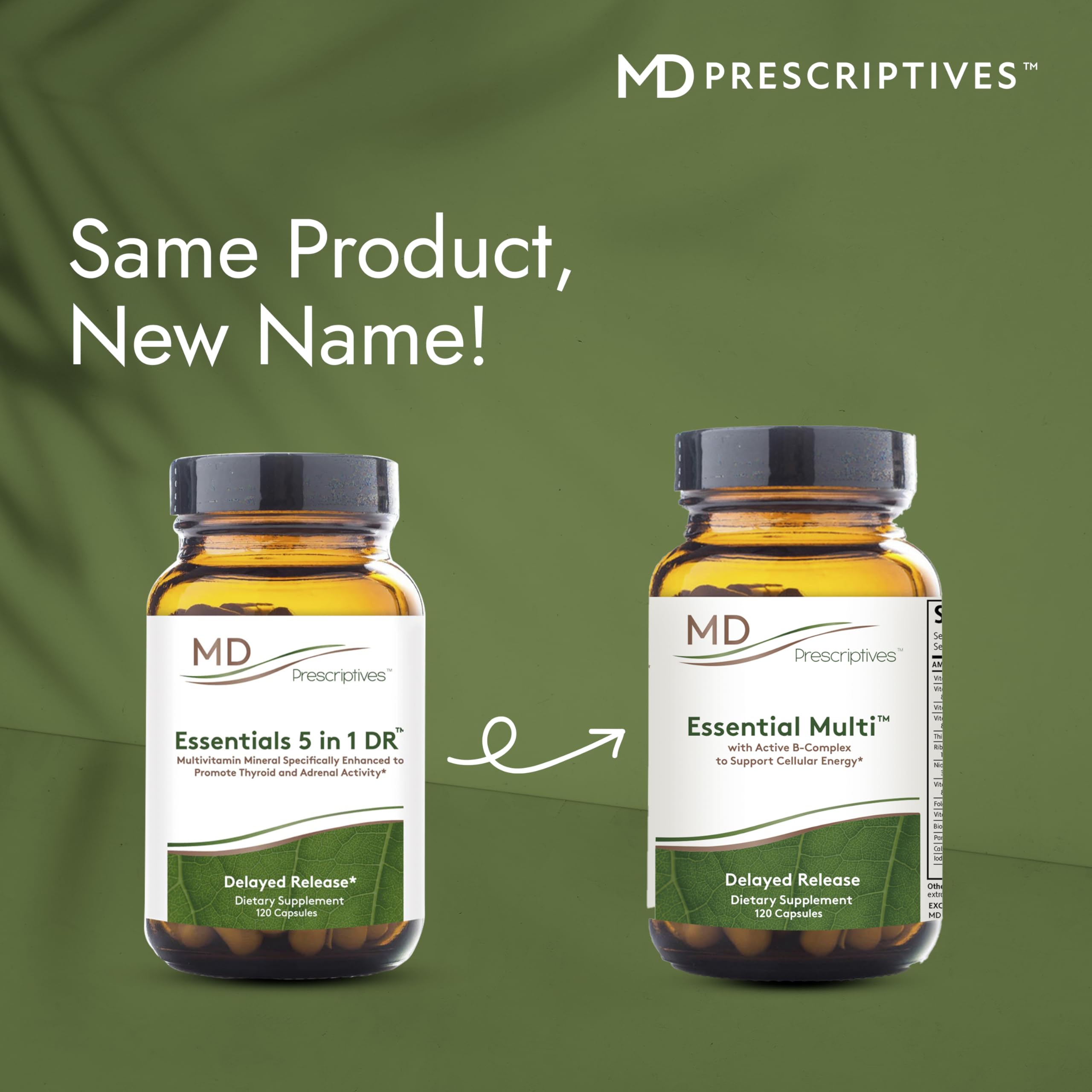 MD Prescriptives Essential Multi tablets arranged for daily use.