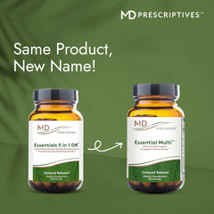 MD Prescriptives Essential Multi tablets arranged for daily use.