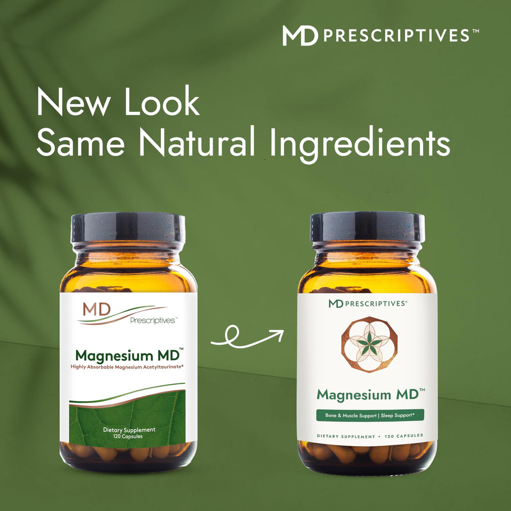 MD Prescriptives Magnesium MD bottle side view with label details
