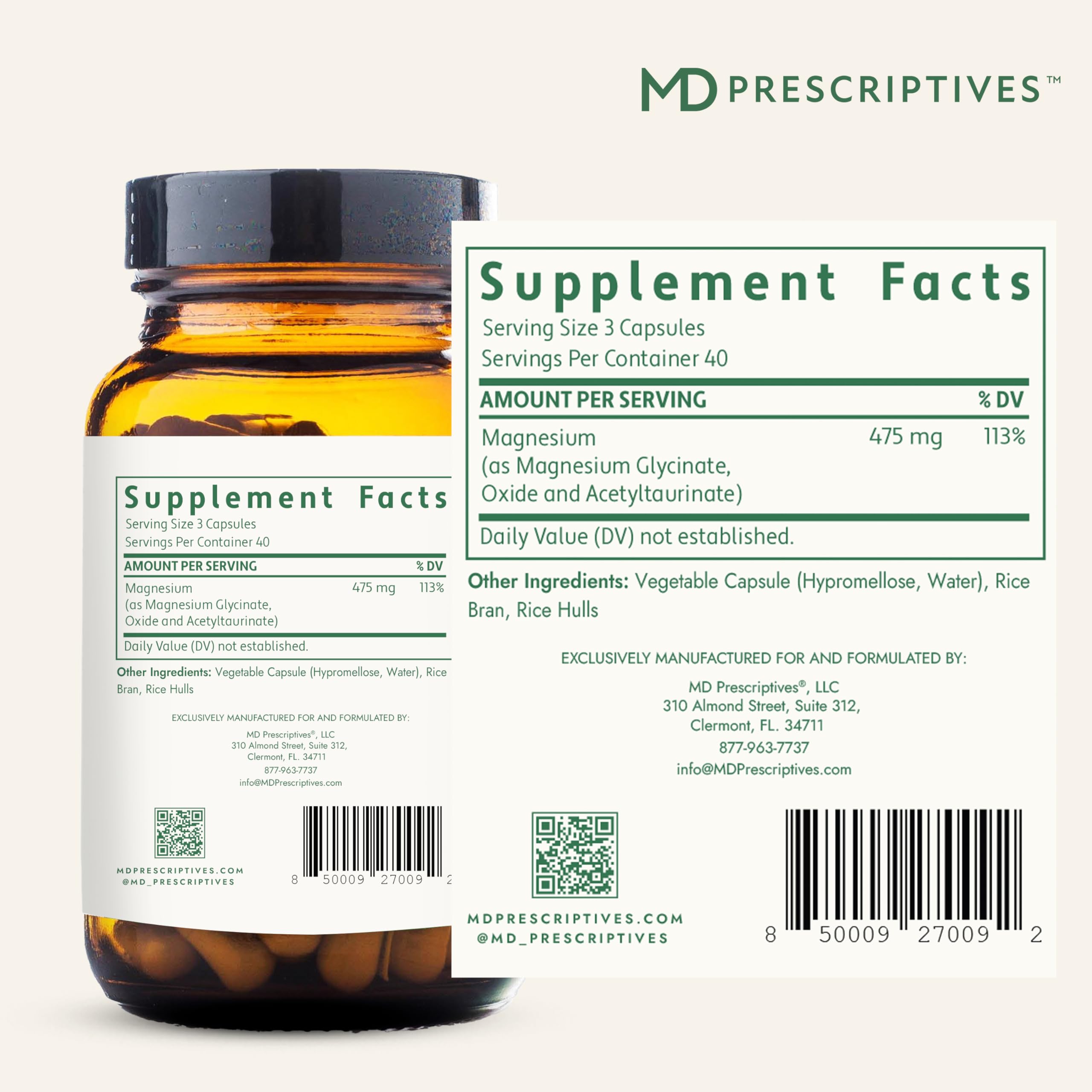 MD Prescriptives Magnesium MD capsules closeup highlighting soft, small capsules