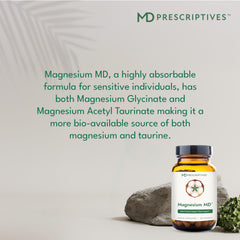 MD Prescriptives Magnesium MD packaging closeup emphasizing quality and USA-made