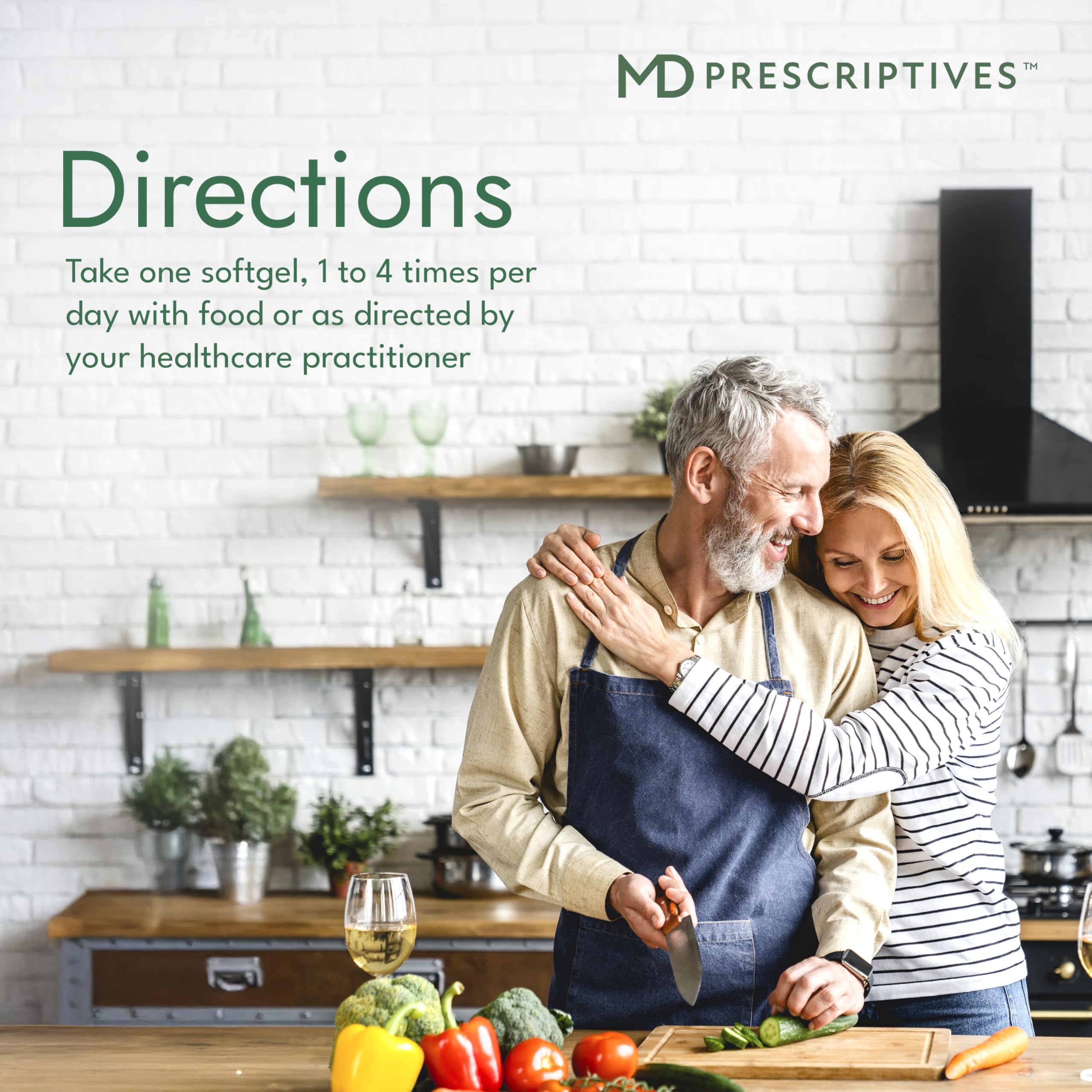 MD Prescriptives Omega MD softgels taken with meals may aid absorption.
