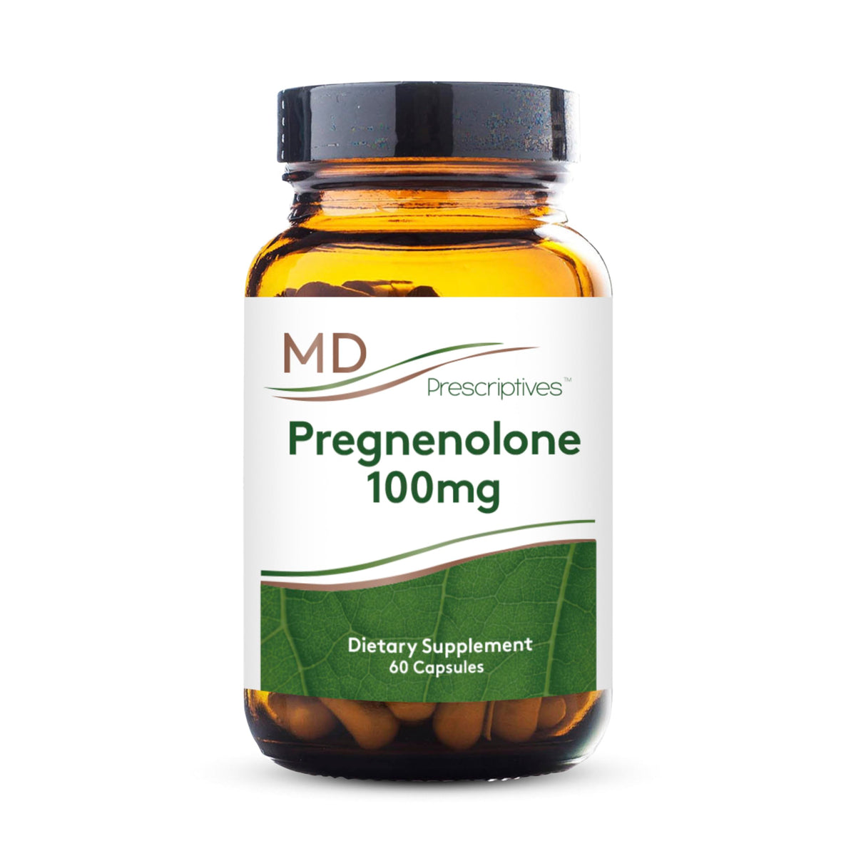 MD Prescriptives Pregnenolone bottle front—vegan hormone support in a clean package.