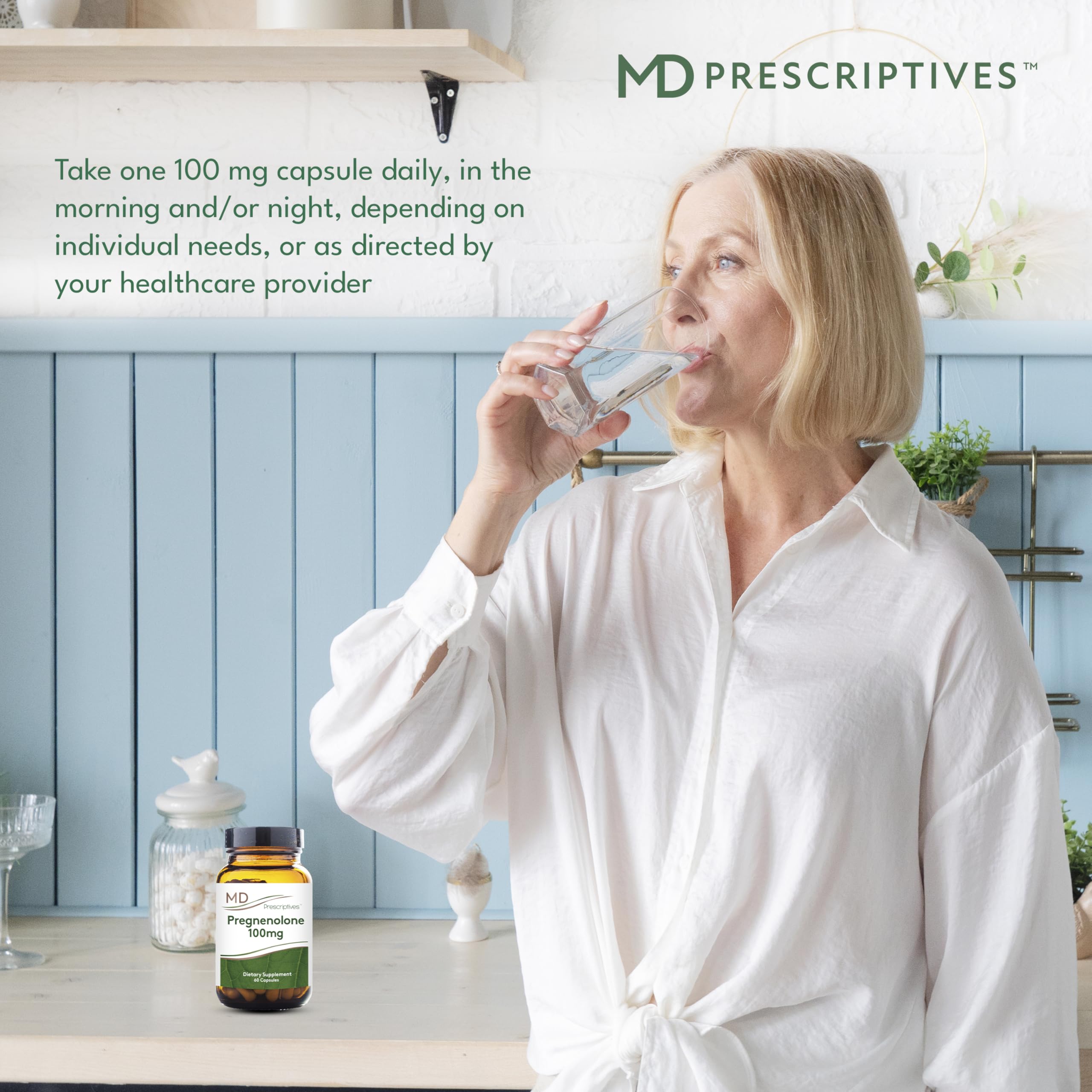 MD Prescriptives Pregnenolone label details emphasize non-GMO vegan ingredients.