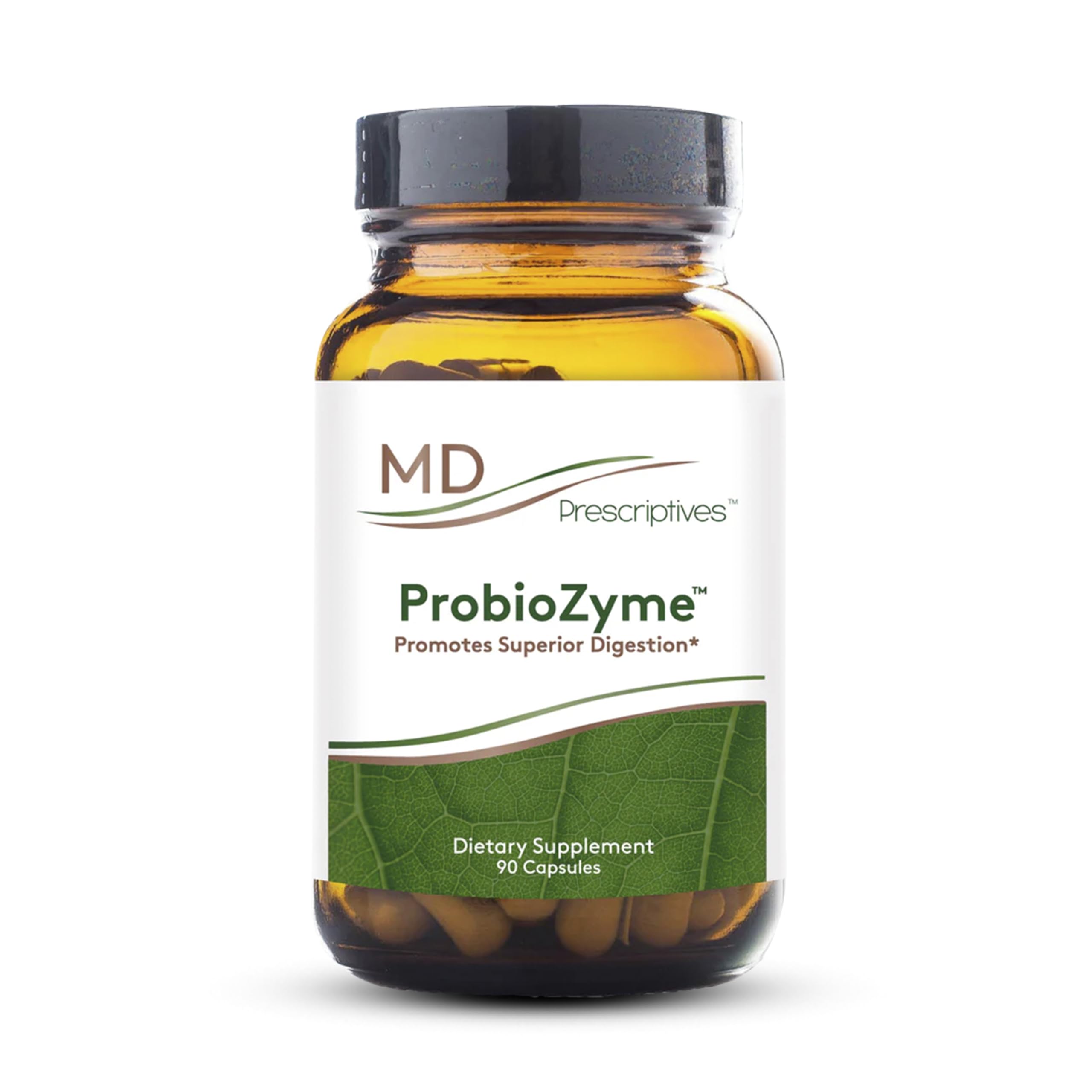 MD Prescriptives ProbioZyme bottle pour supports daily digestion.