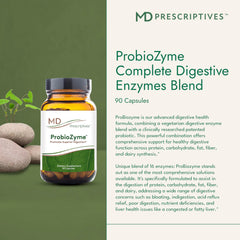 MD Prescriptives ProbioZyme capsules ready to swallow for gut health.