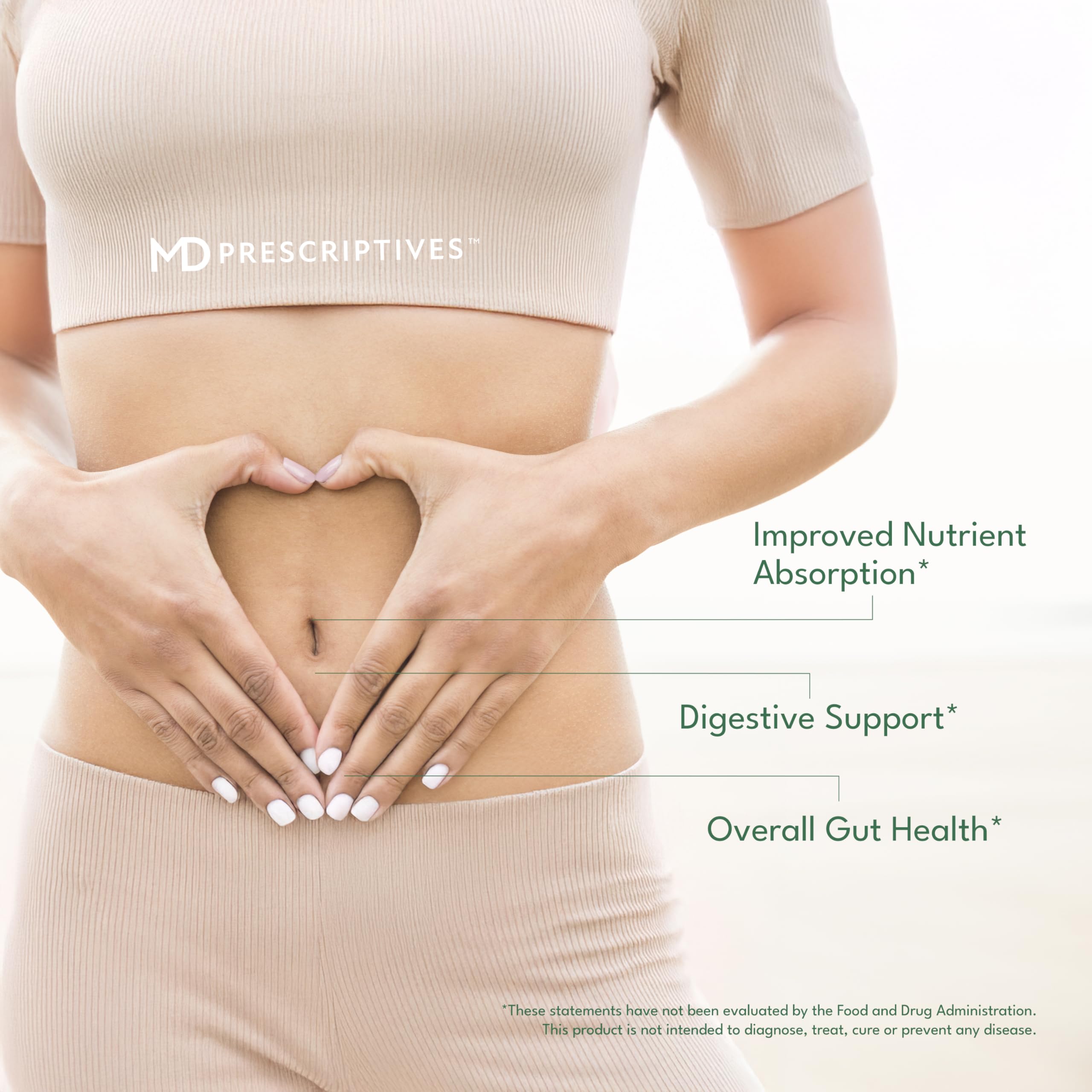 MD Prescriptives ProbioZyme probiotic blend communicates gut-friendly balance.
