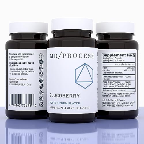 MD Process GlucoBerry bottle back label with ingredients and directions