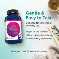 Ingredient list focus on vegan, gluten-free folate in MD.LIFE product.