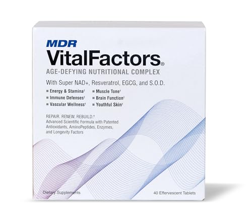 MDR VitalFactors bottle and glass prepared for a longevity-focused hydration moment