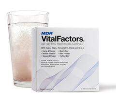 MDR VitalFactors effervescent tablets dissolving in water for a refreshing energy boost