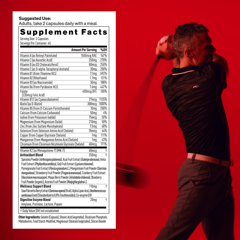 Mdrive Multivitamin for Men bottle back showing key minerals