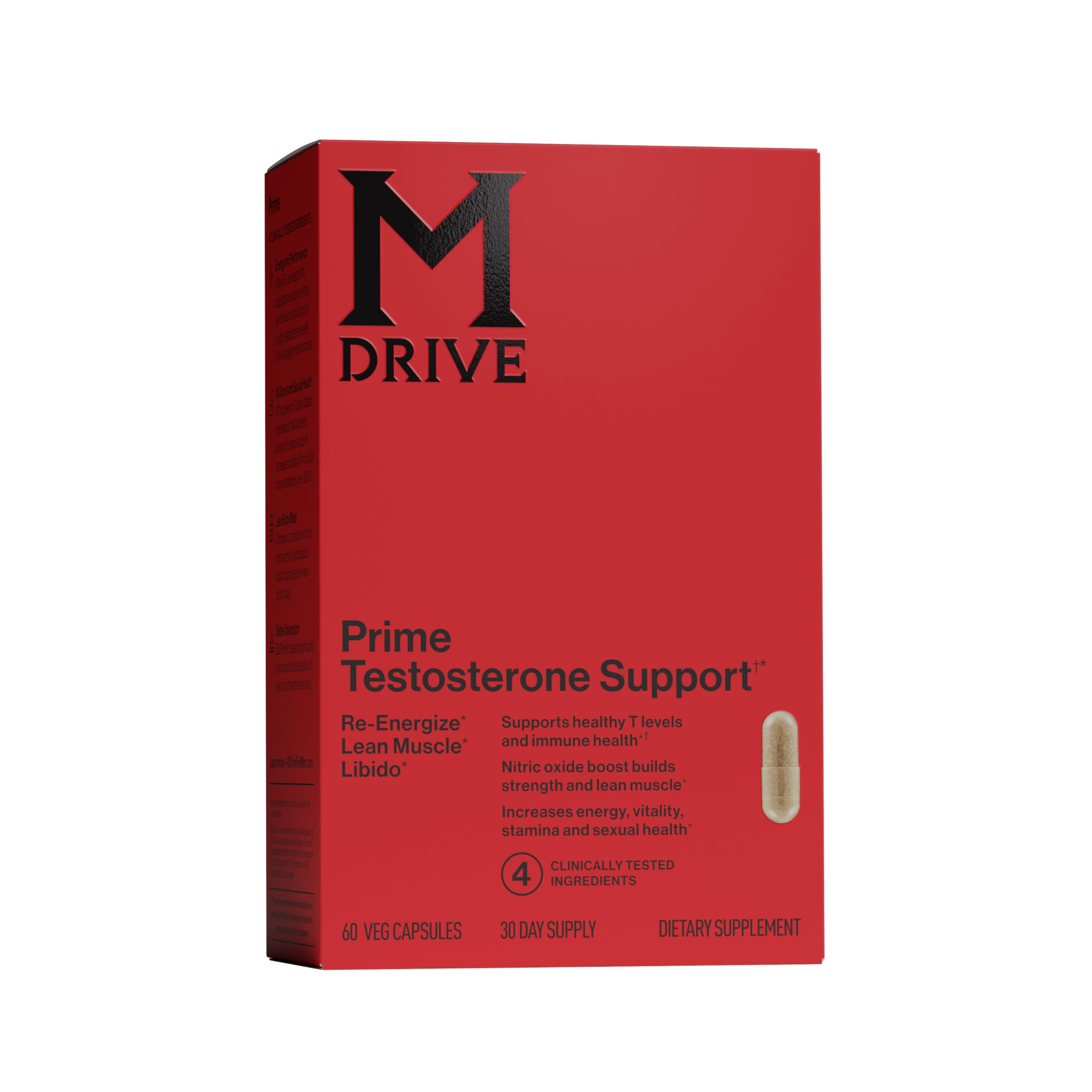 Mdrive Prime bottle front shows premium packaging for energy and focus.