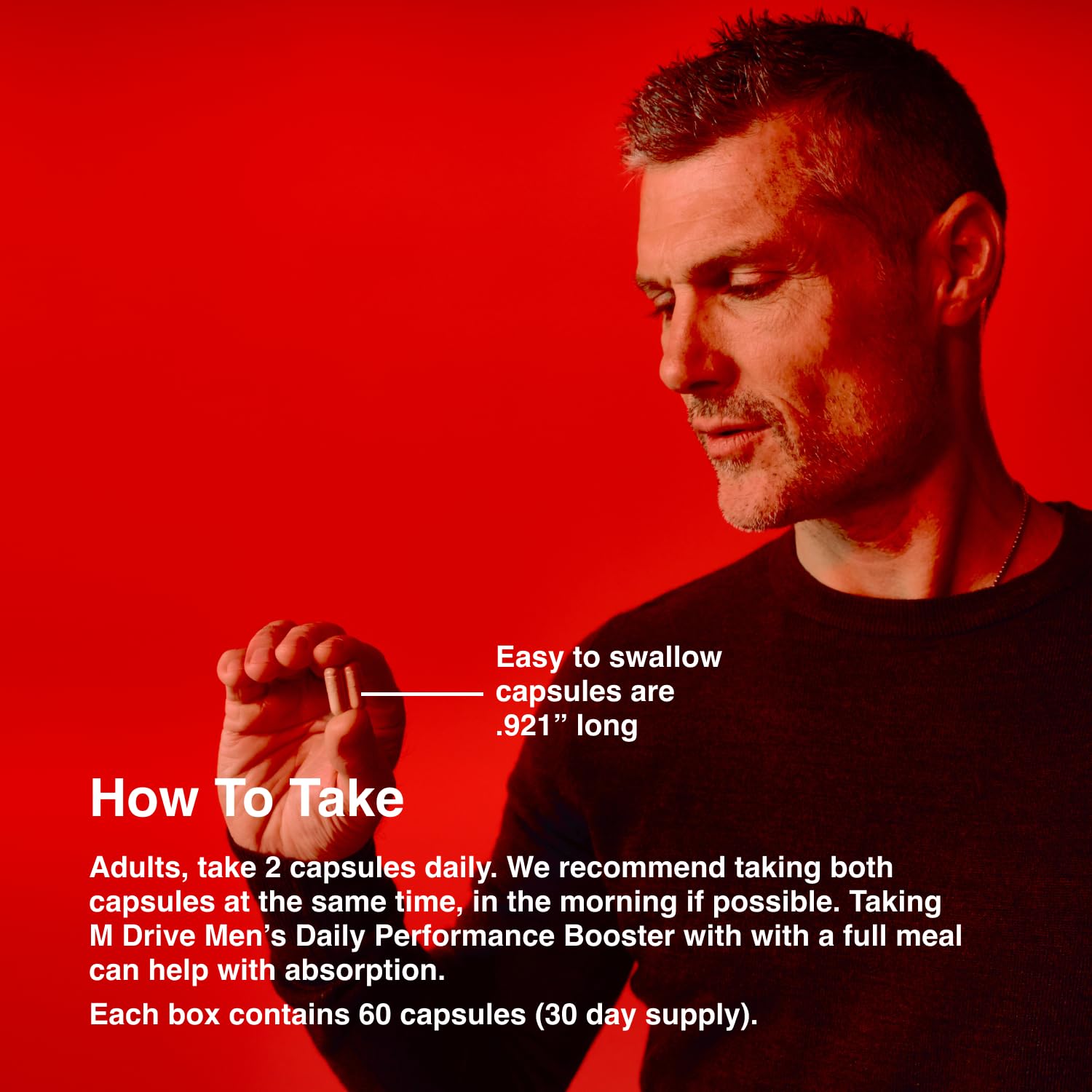 Mdrive bottle shows prostate, eye, and joint support ingredients for everyday wellness