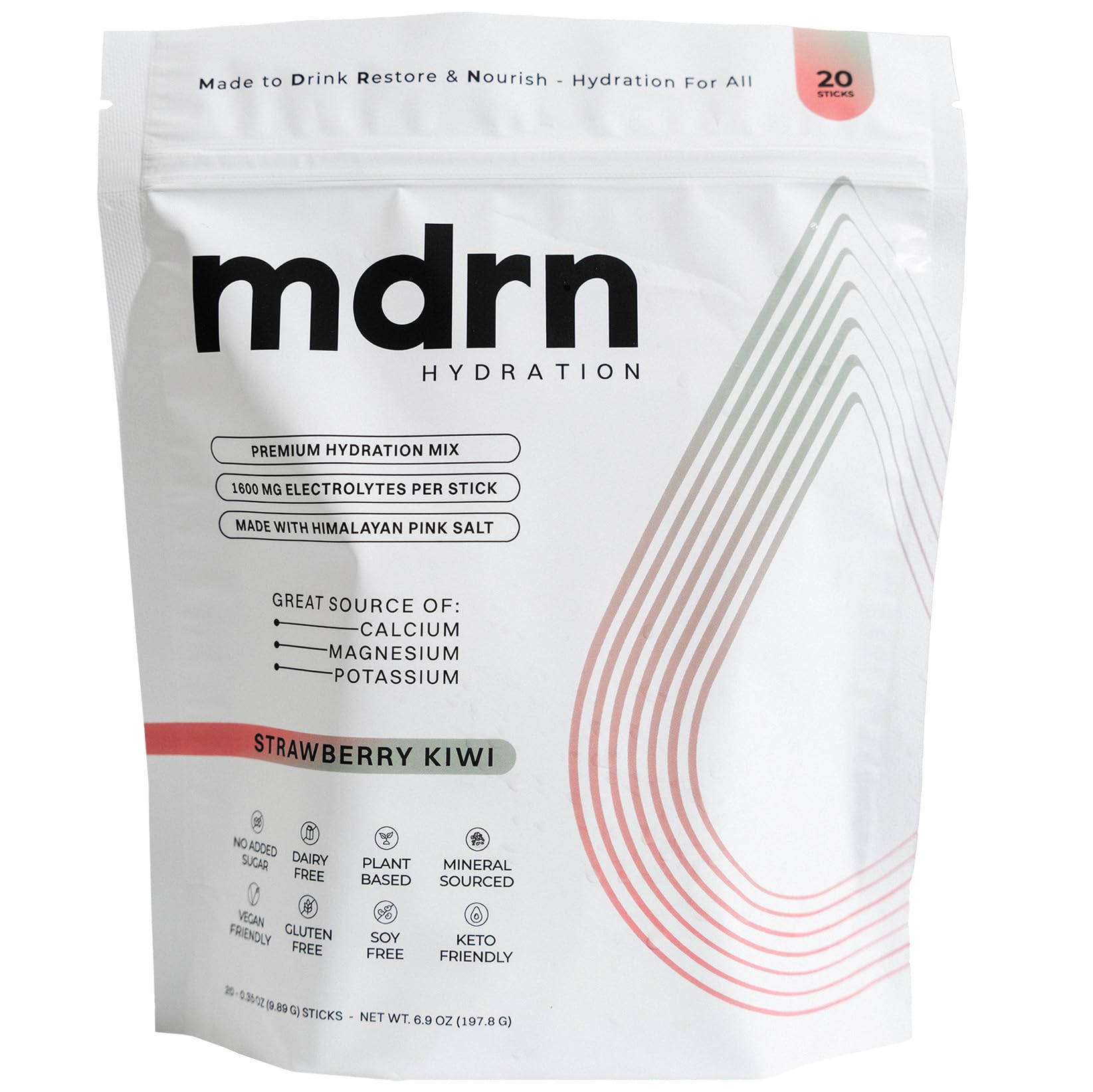 MDRN Hydration bottle pour demonstrates quick electrolyte delivery during workouts.
