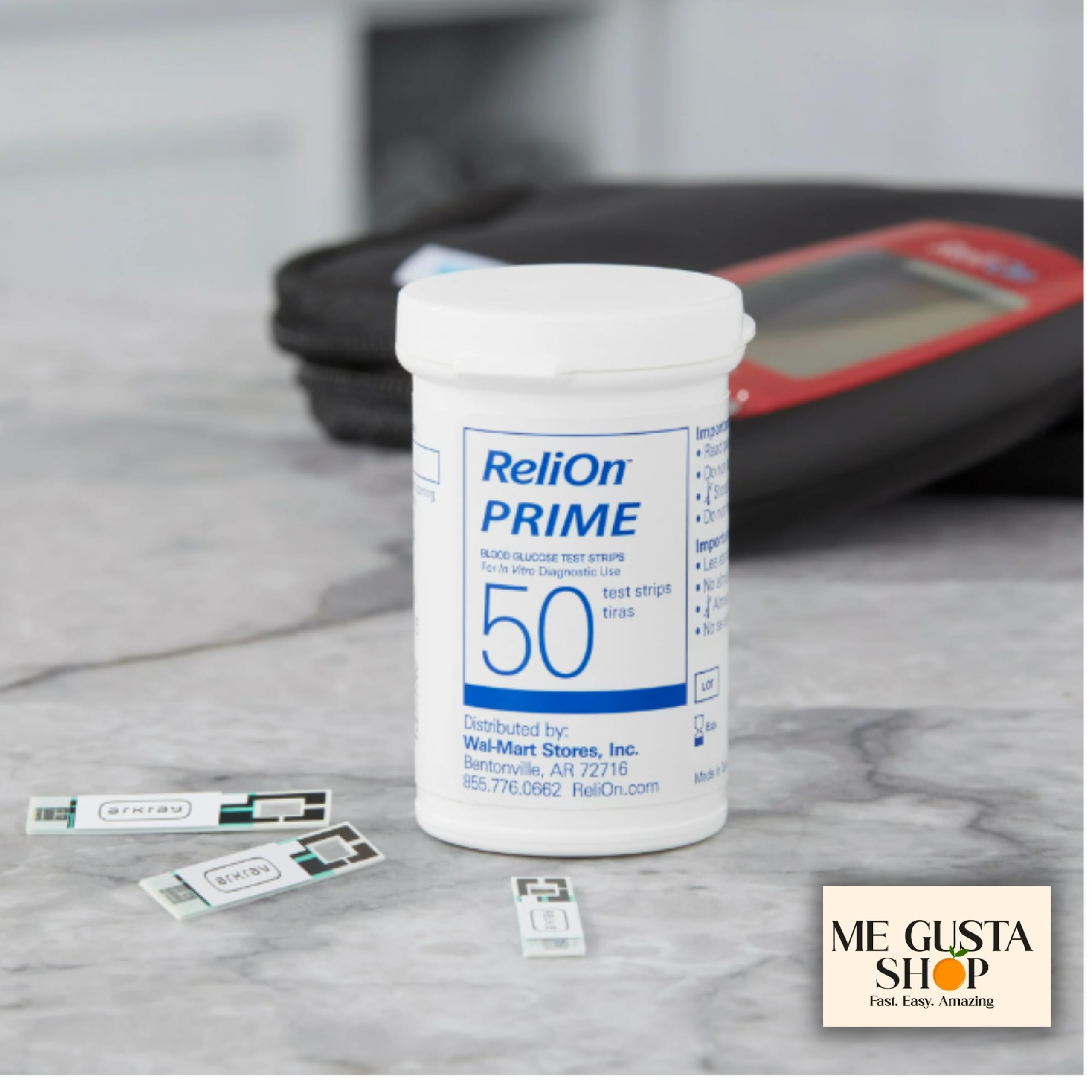 Prime Blood Glucose Test Strips 100 Ct pack designed for easy, on-the-go testing.