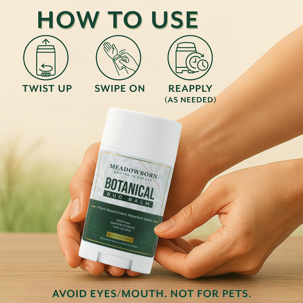 Meadowborn Bug Balm made in the USA from organic ingredients.