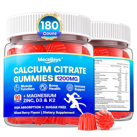Meceilays calcium citrate gummies berry bottle for easy daily bone support
