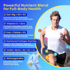 Label emphasizes vegan, non-GMO, sugar-free formula with high absorption