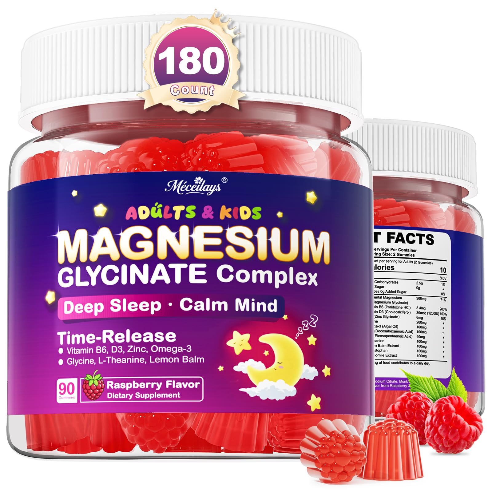 Meceilays magnesium glycinate gummies bottle front promoting gentle calm