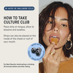 Meche Culture Club sugar-free, non-GMO, gluten-free probiotic strip