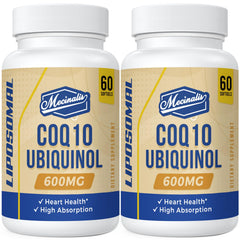 Mecinalis CoQ10 liposomal 600mg bottle for easy daily use.