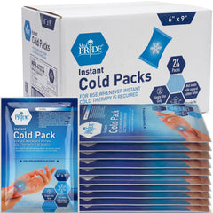 MED PRIDE instant cold pack box with 24 packs for portable first aid.