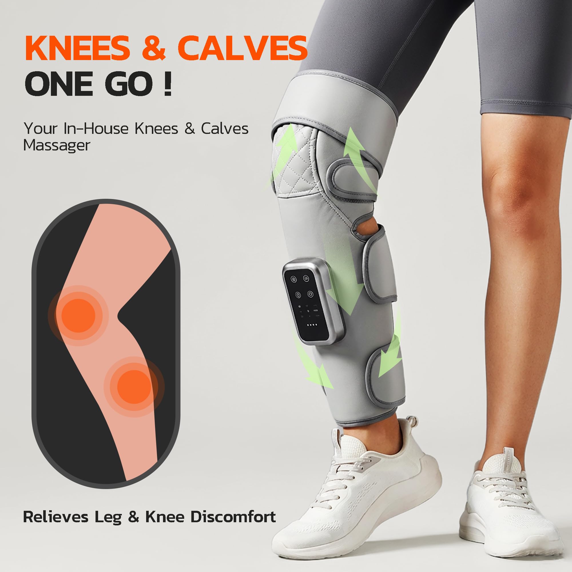 MEDAMOC Calf Massager with heat and vibration settings for personalized relief
