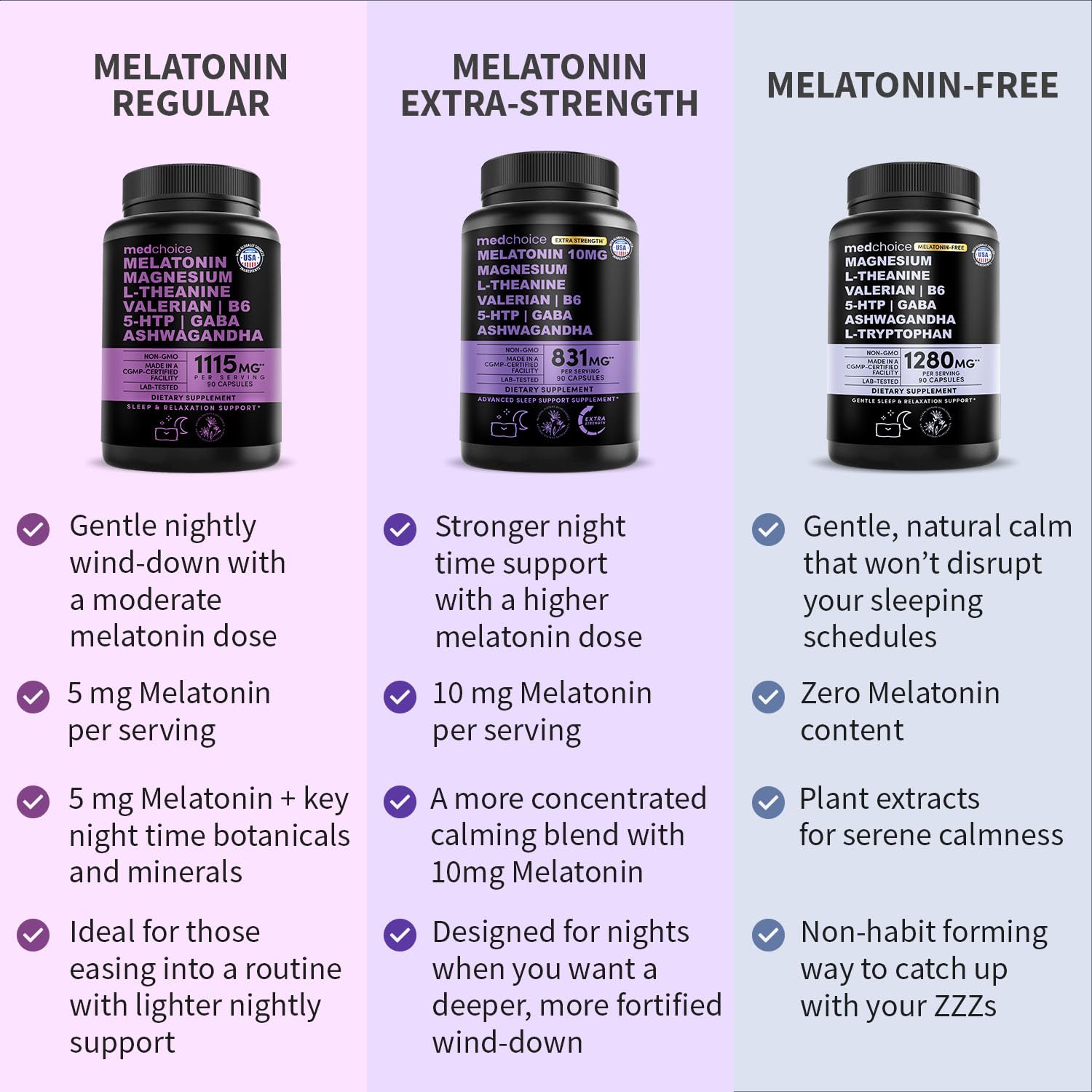 Packaging box of MEDCHOICE 12-in-1 melatonin for 2-pack convenience.