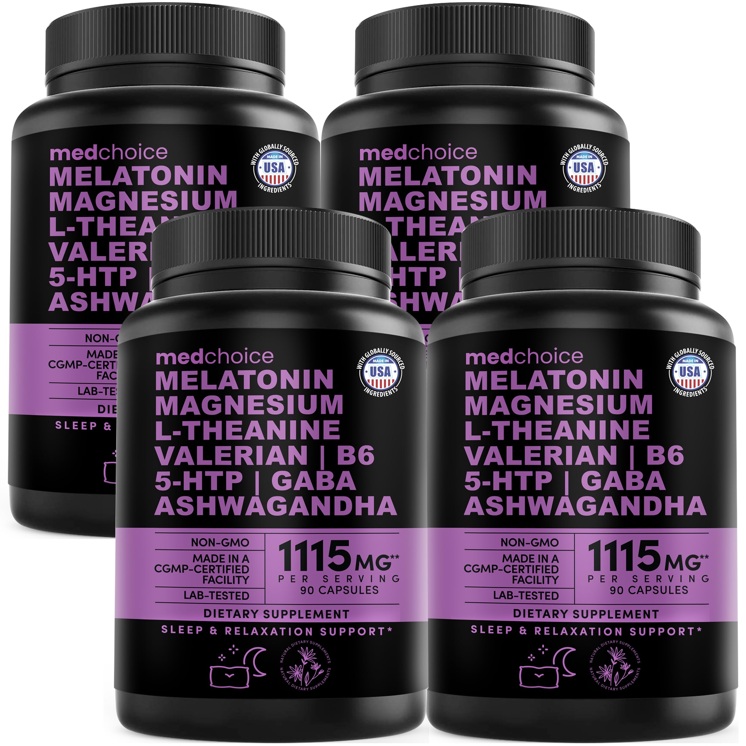 MEDCHOICE 12-in-1 Melatonin Sleep Capsules bottle shown for non-habit forming sleep support