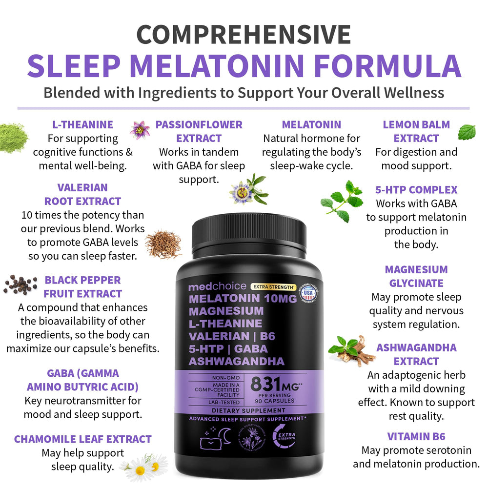MEDCHOICE 12-in-1 melatonin vial front showing 10 mg potency.