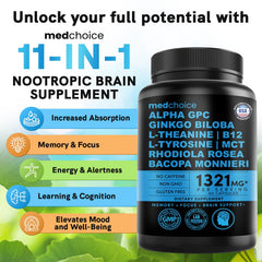 MEDCHOICE bottle front image signals the 1321mg blend for balanced cognition.