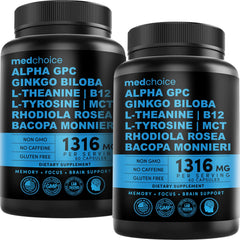 MEDCHOICE 12-in-1 nootropic bottle displaying capsules for daily focus support