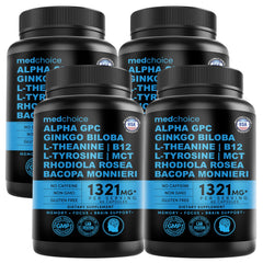MEDCHOICE 12-in-1 nootropic bottle for caffeine-free focus support.