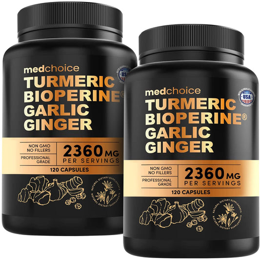 MEDCHOICE 4-in-1 turmeric garlic capsules bottle for daily wellness