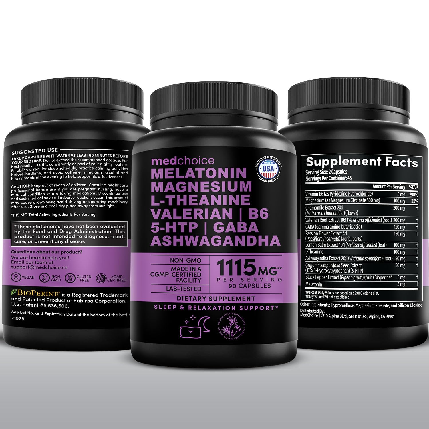 MedChoice sleep capsules product image highlights brand and quality ingredients