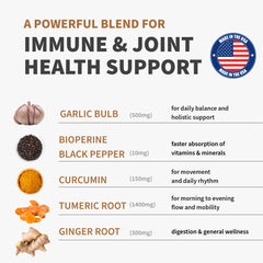 Visual of MEDCHOICE turmeric-ginger-garlic blend illustrating natural ingredients for everyday support.