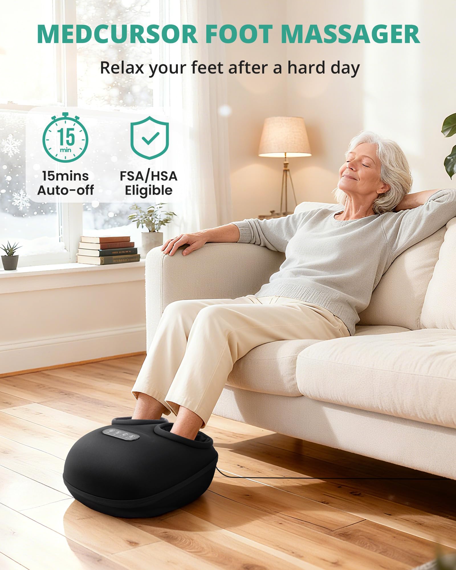 Medcursor foot massager compact design fits easily in small spaces
