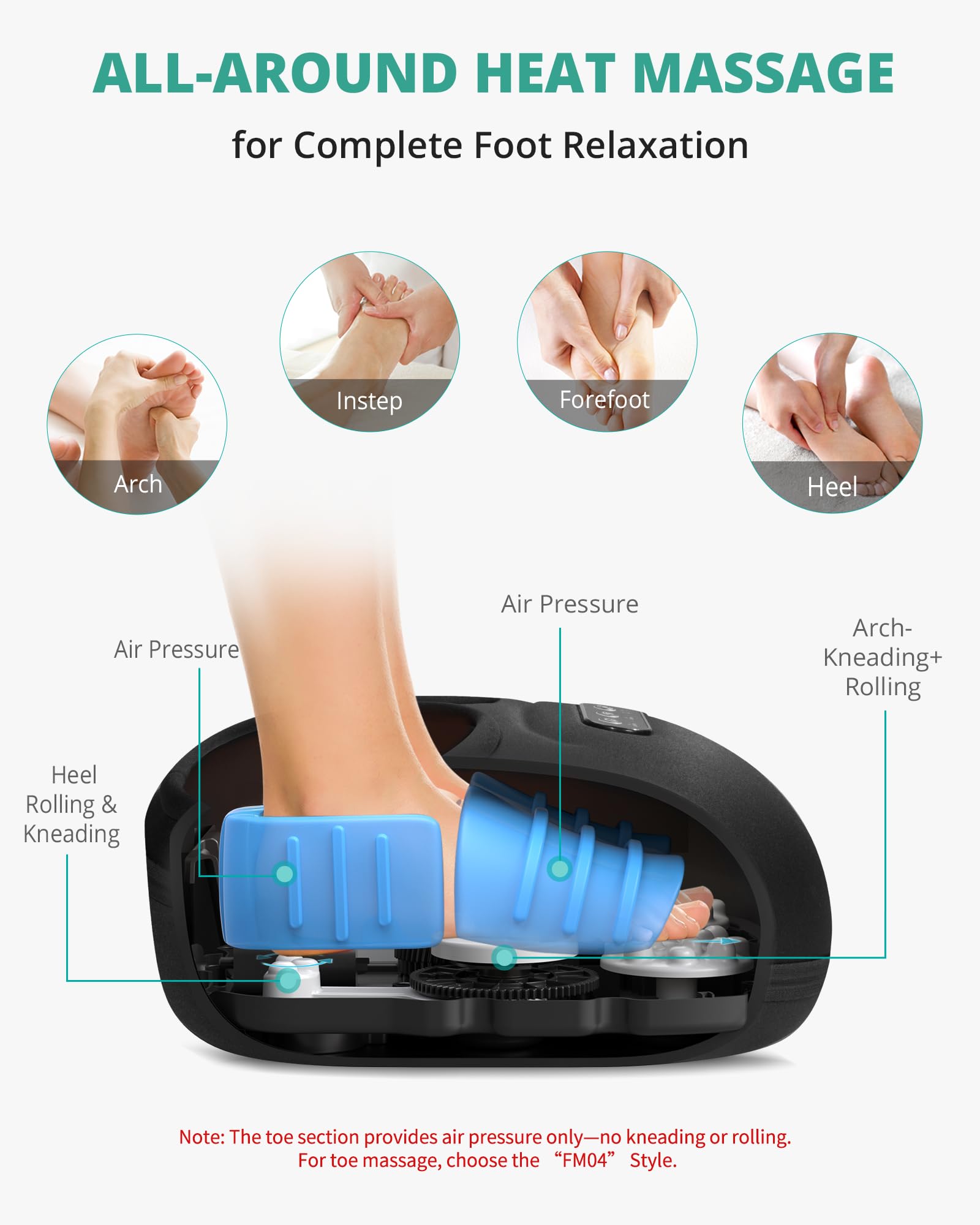 Medcursor foot massager heat function for comfortable relaxation before bed