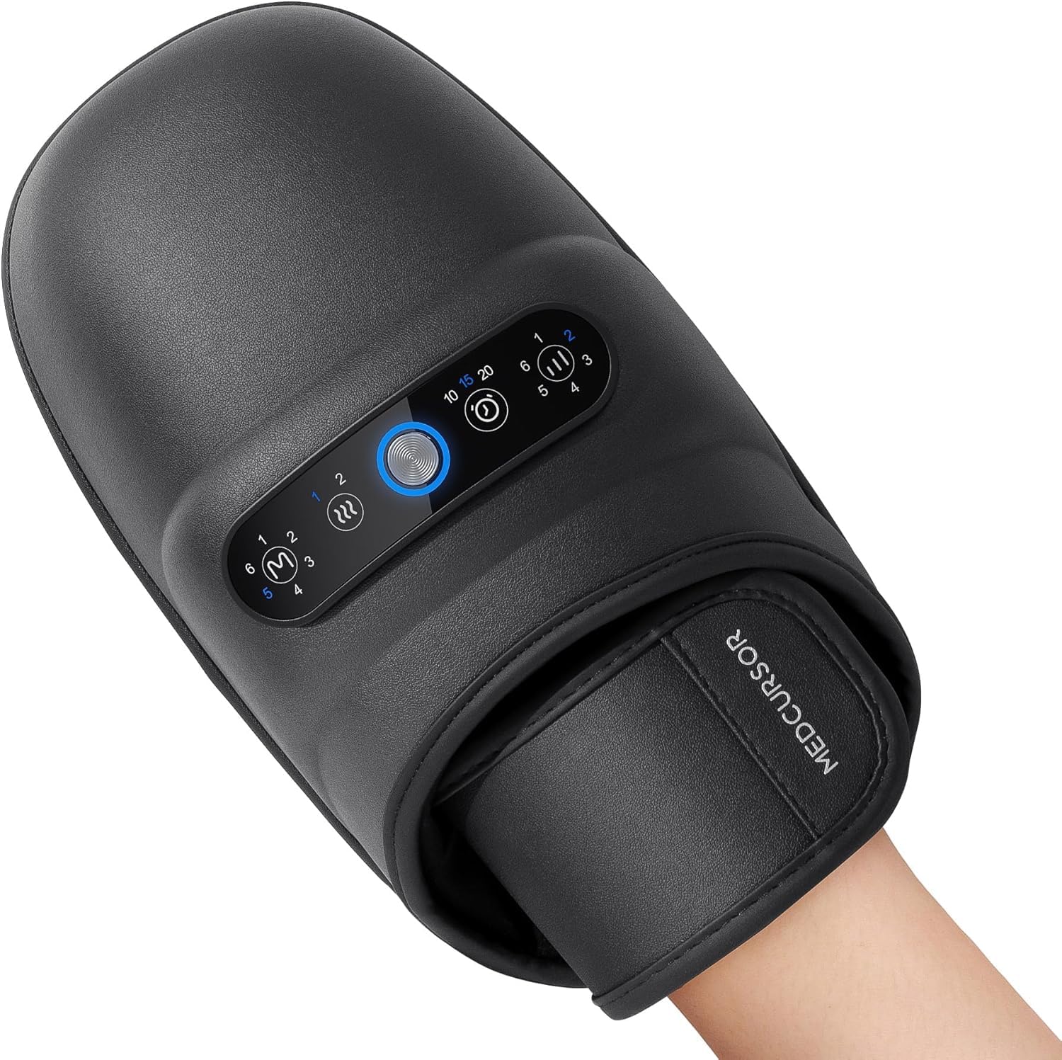 Medcursor Hand Massager front view highlighting compact home-use design.