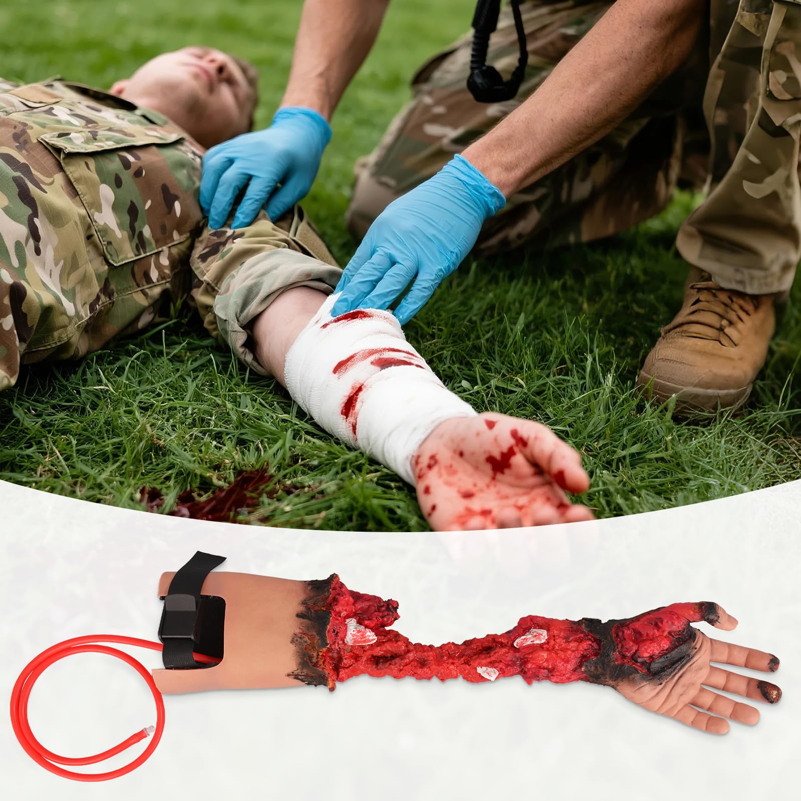 MedEduQuest arm trainer for emergency training scenarios supporting hands-on wound care