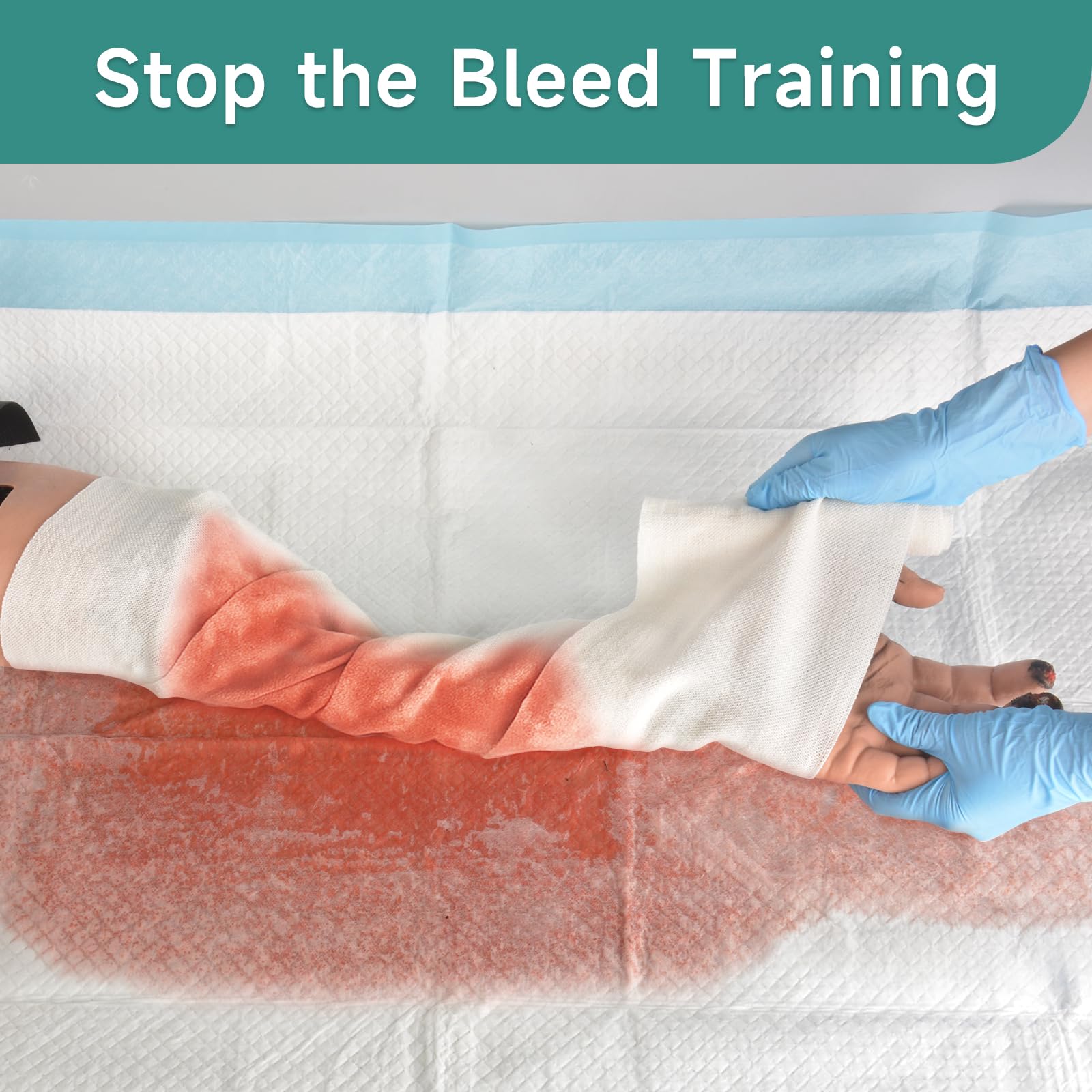 MedEduQuest wound trainer fluid port connected to bottle for authentic simulated bleeding