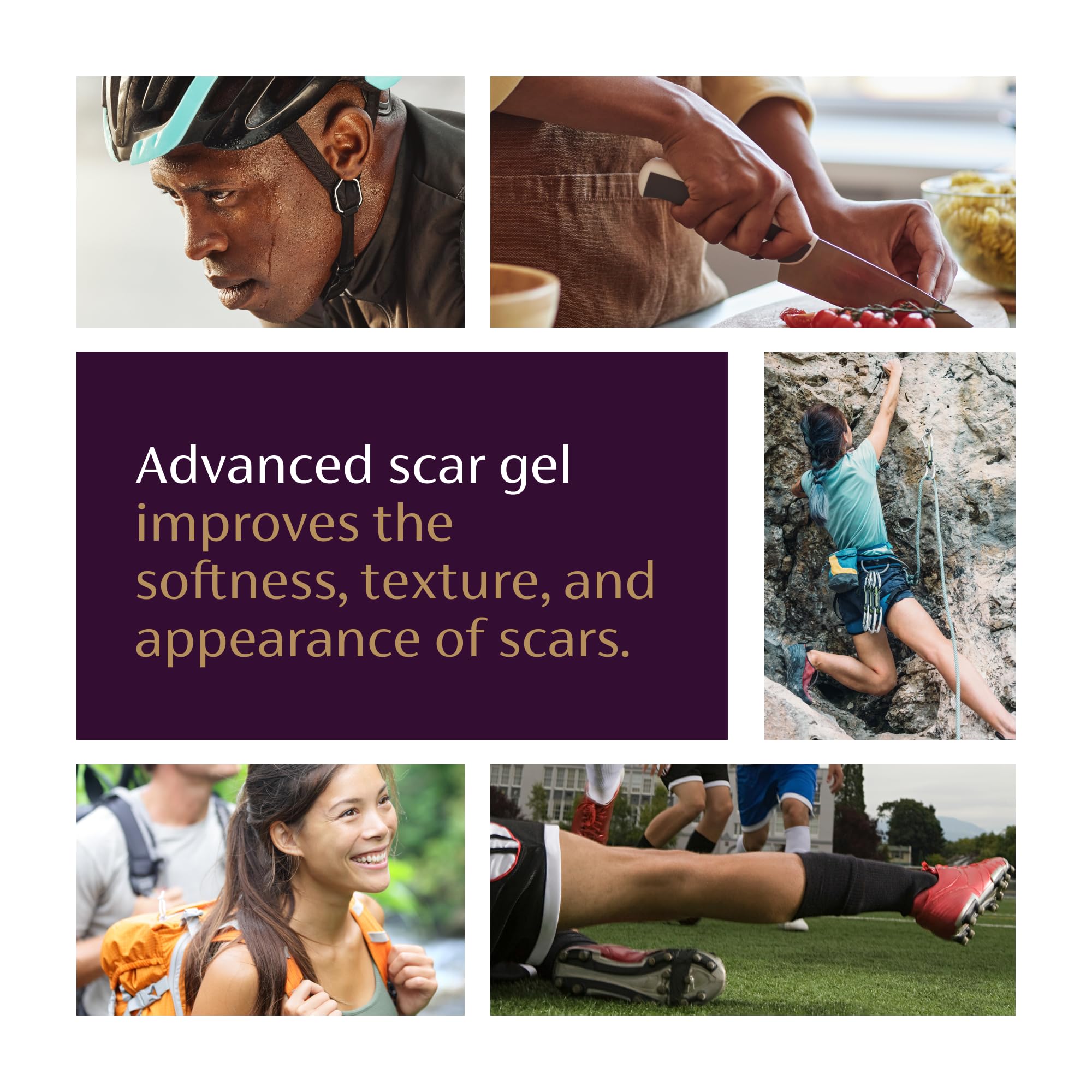 Mederma Advanced Scar Gel texture close-up highlights quick absorption with no sticky residue.